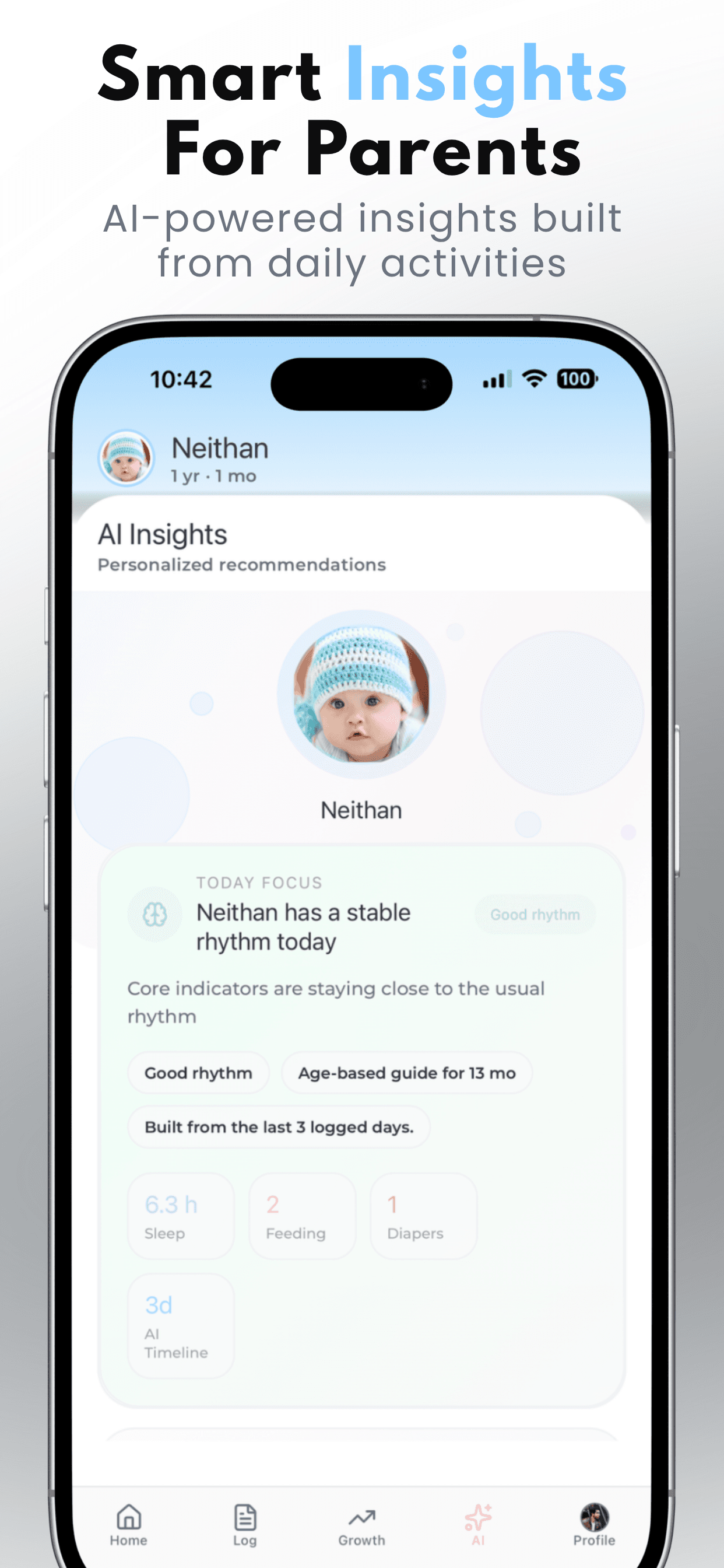 AI insights screen in Baby Tracker